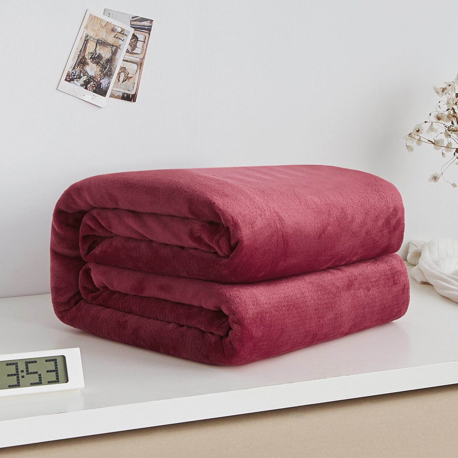 Thick Solid Color Coral Fleece Winter Flannel Blanket