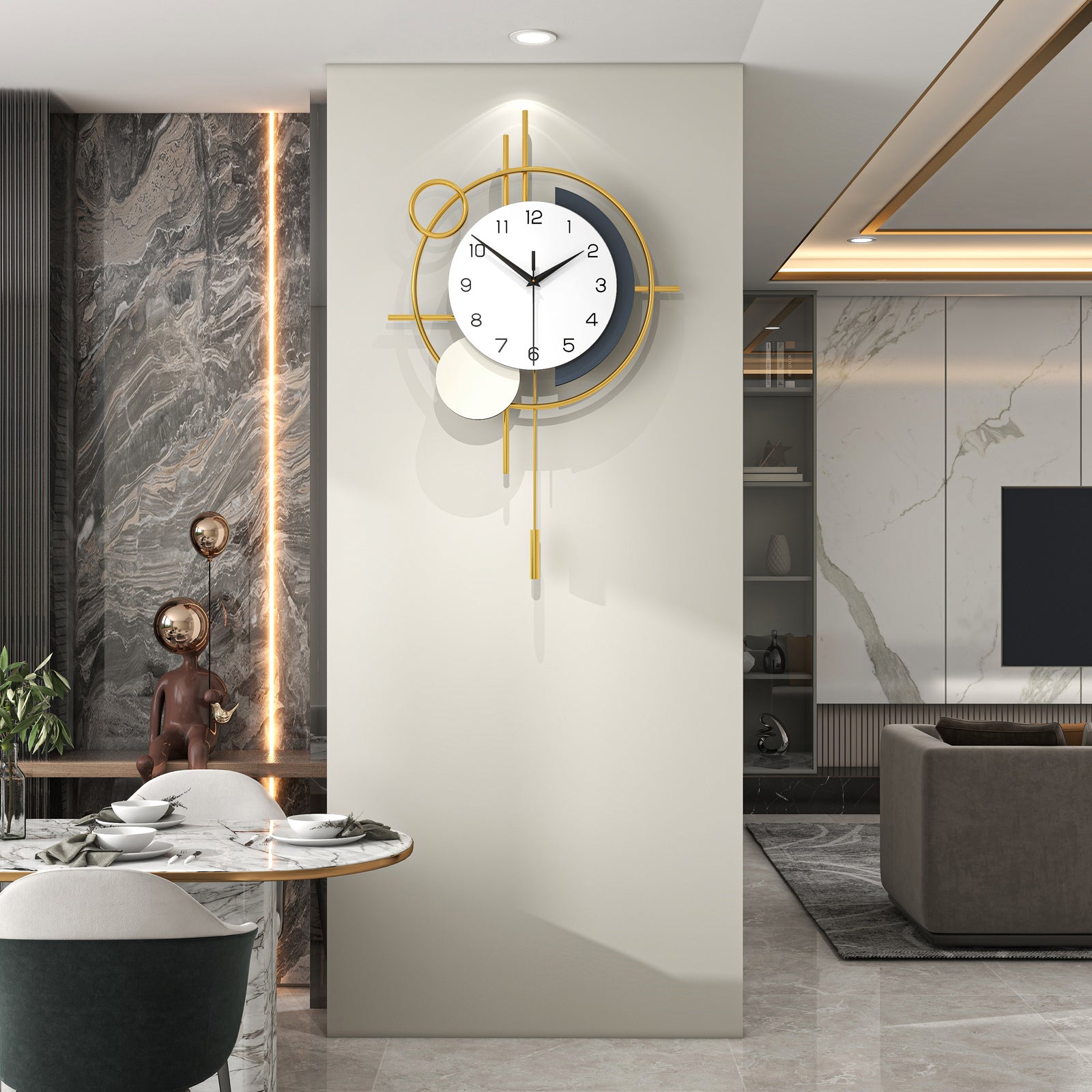 Modern Abstract Minimalist Metal Decorative Wall Clock