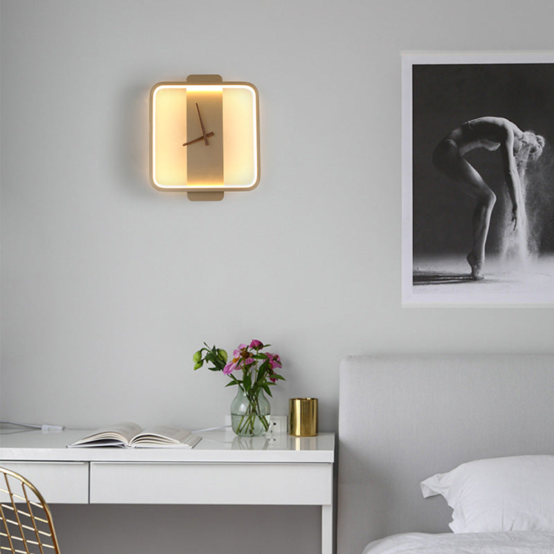 Nordic Wall Lamp Bedroom Bedside Clock Modeling Light