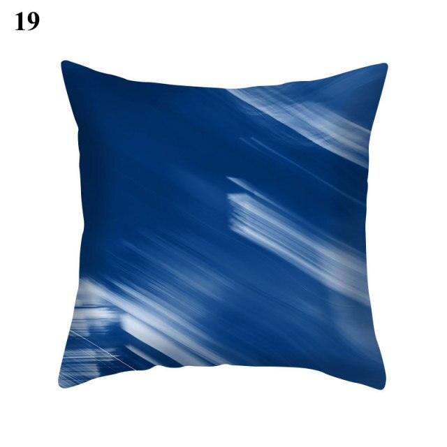 Blue Pattern Navy White Polyester Decorative Cushion Cover