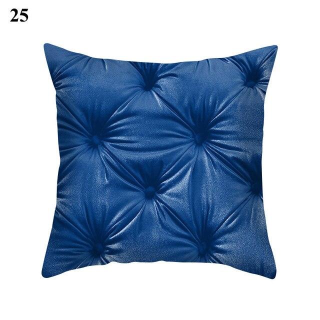 Blue Pattern Navy White Polyester Decorative Cushion Cover