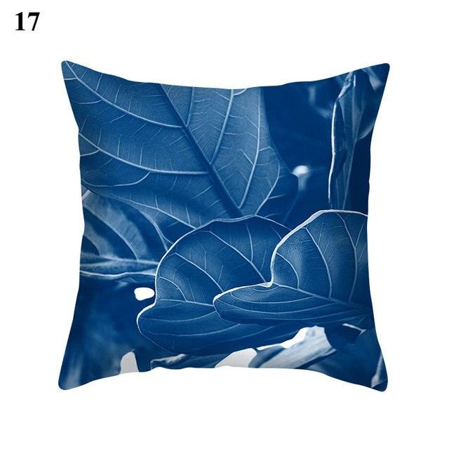 Blue Pattern Navy White Polyester Decorative Cushion Cover