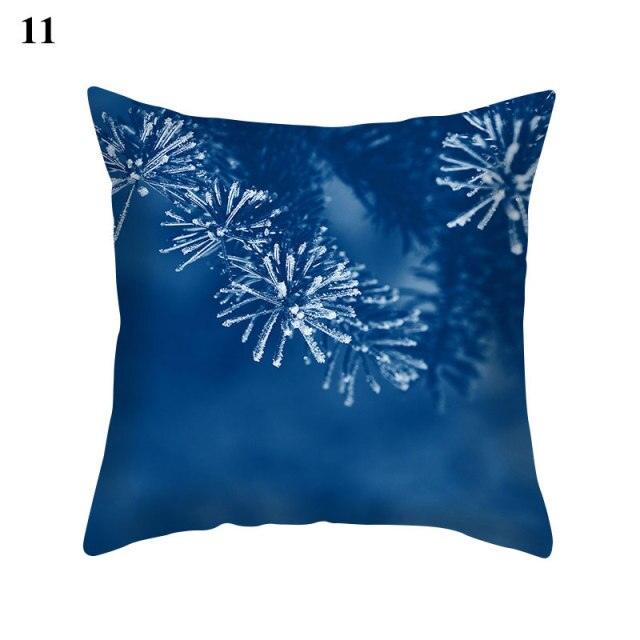 Blue Pattern Navy White Polyester Decorative Cushion Cover