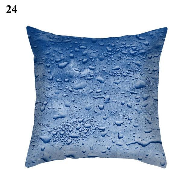 Blue Pattern Navy White Polyester Decorative Cushion Cover