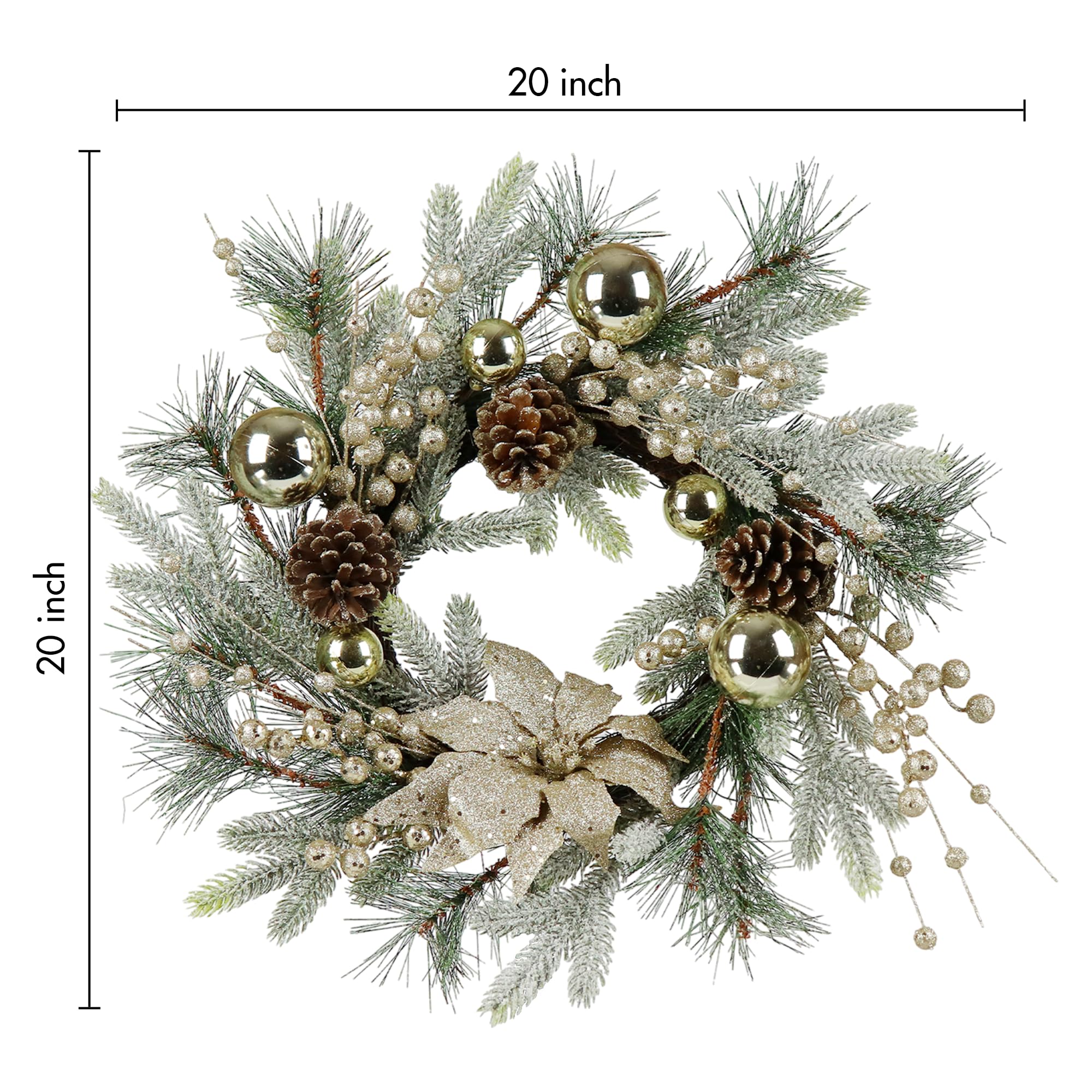 20-Inch Christmas Wreath Door Decoration With Warm Lights