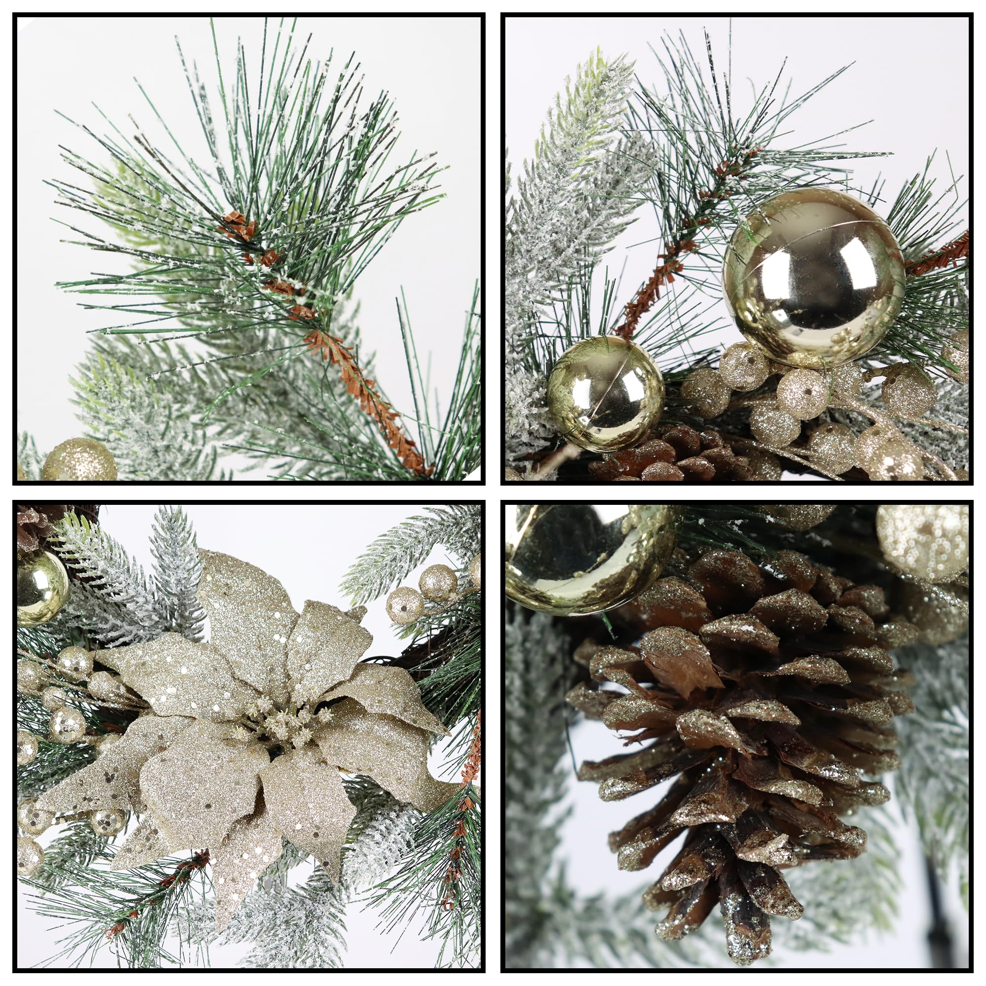 20-Inch Christmas Wreath Door Decoration With Warm Lights