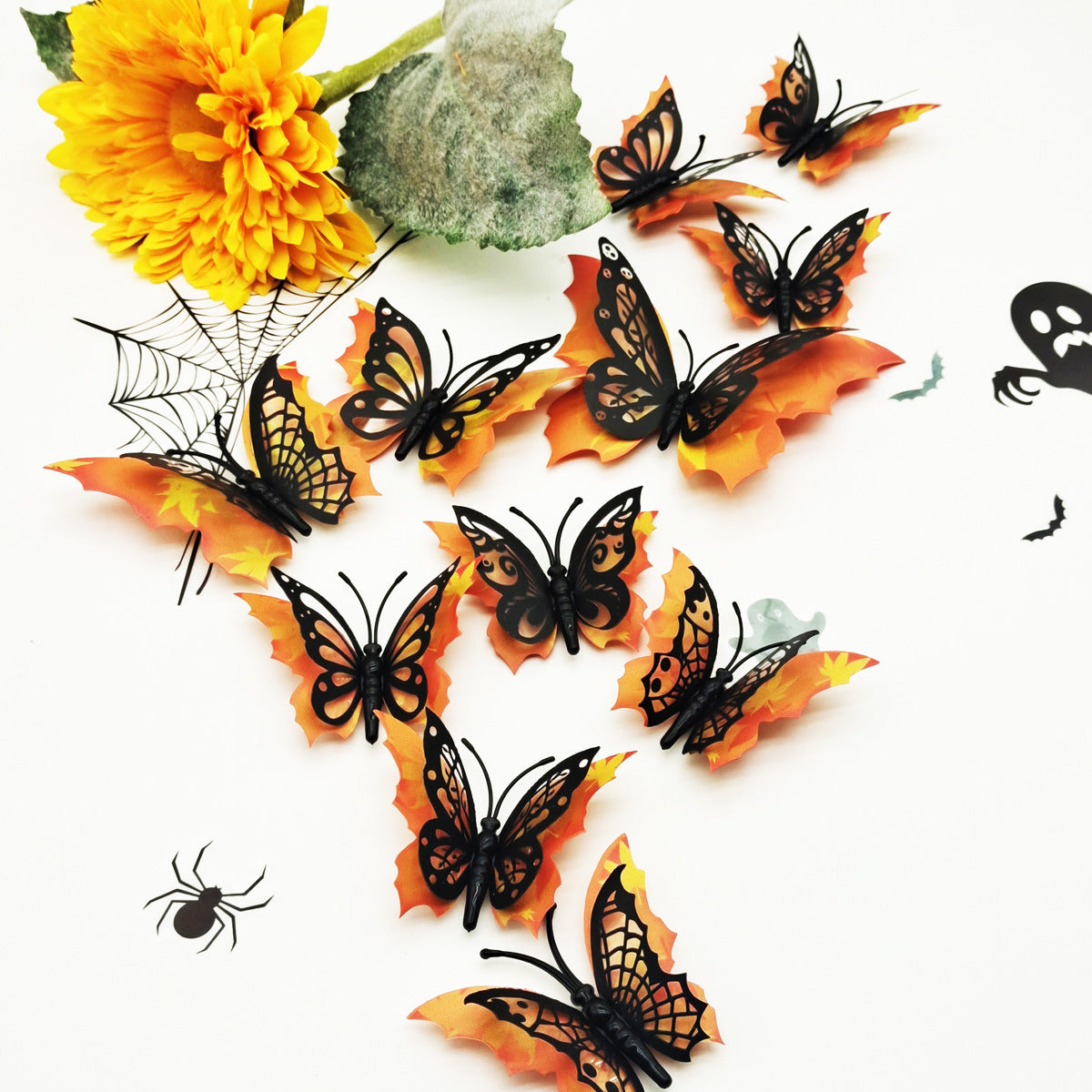 12-Pack Halloween 3D Butterfly Bat Wall Sticker Decorations