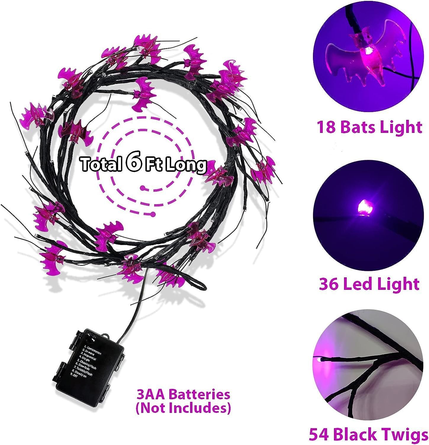Outdoor Waterproof LED Halloween Spider Bat Tree Light