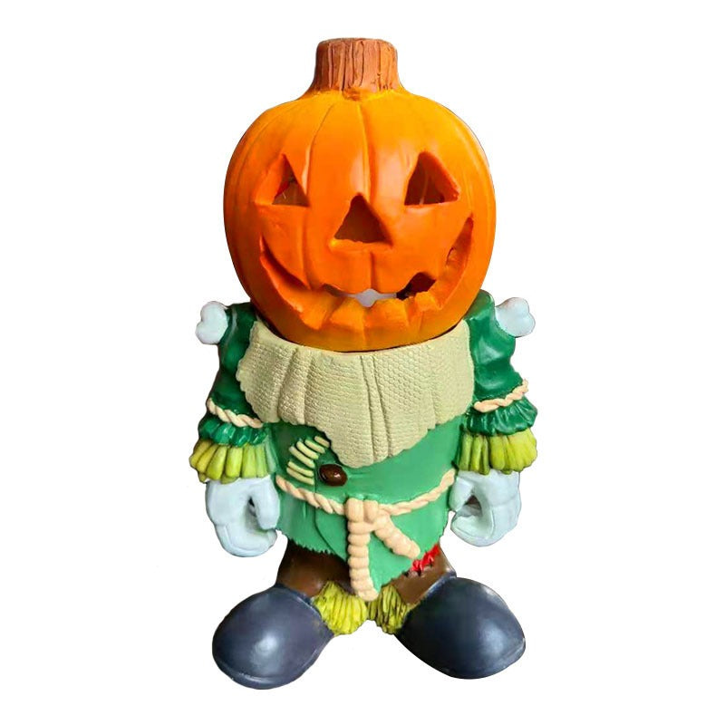 Halloween Pumpkin Knight Luminous Resin Garden Ornament Decoration