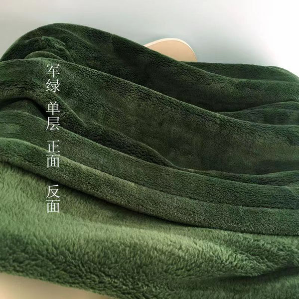 Thick Solid Color Coral Fleece Winter Flannel Blanket