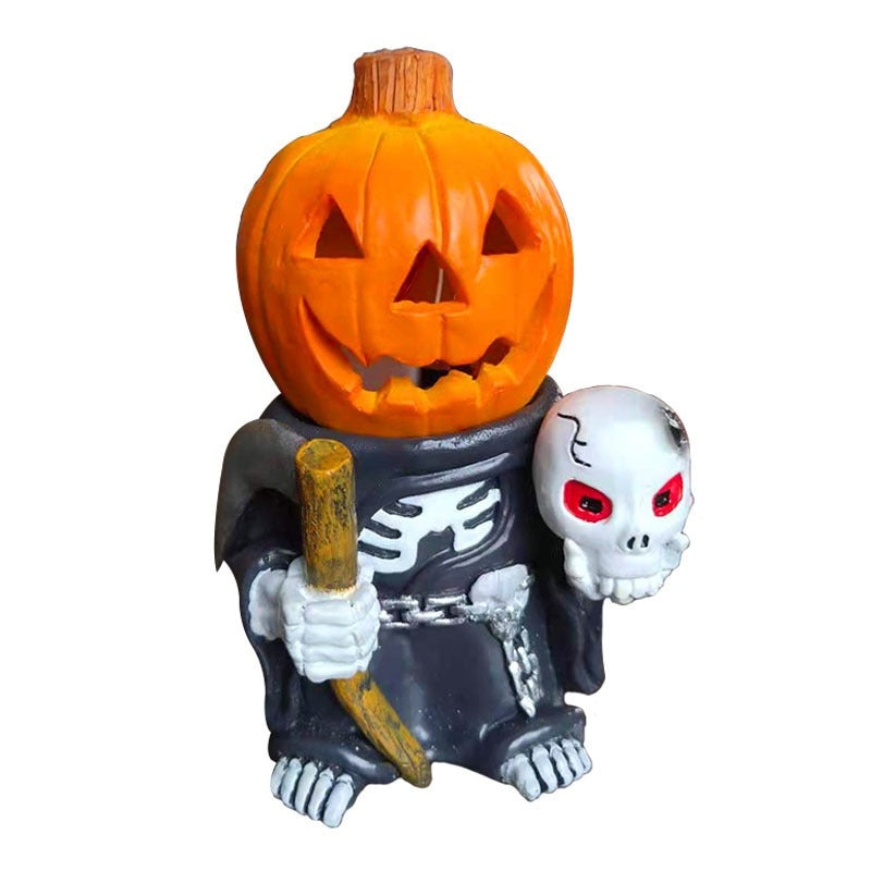Halloween Pumpkin Knight Luminous Resin Garden Ornament Decoration