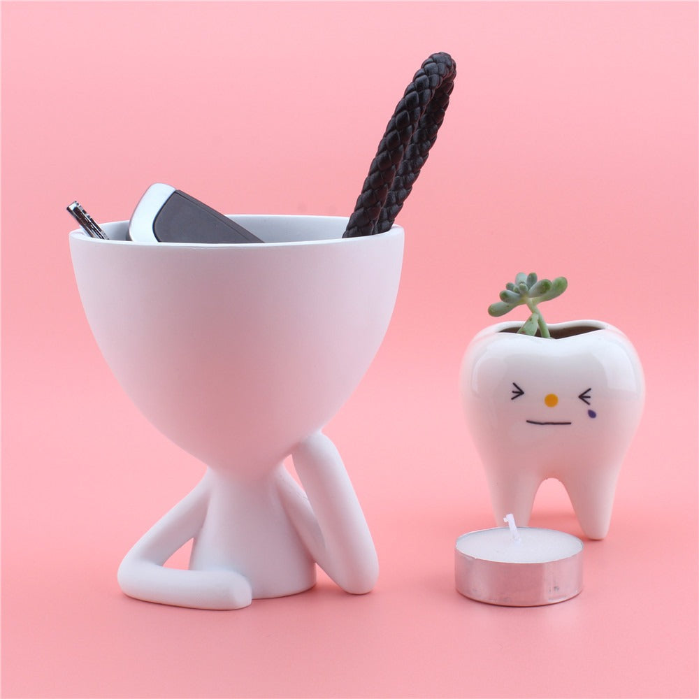 Cartoon Cheek Support Abstract Figurine Desktop Decoration