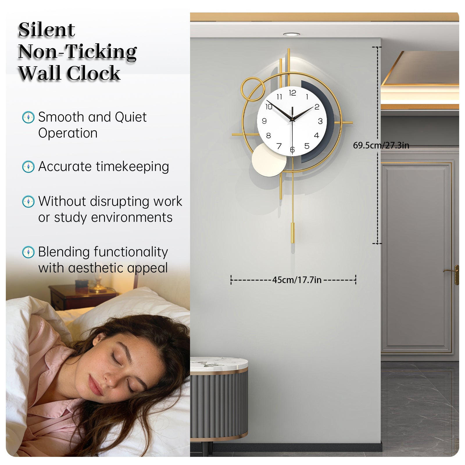 Modern Abstract Minimalist Metal Decorative Wall Clock