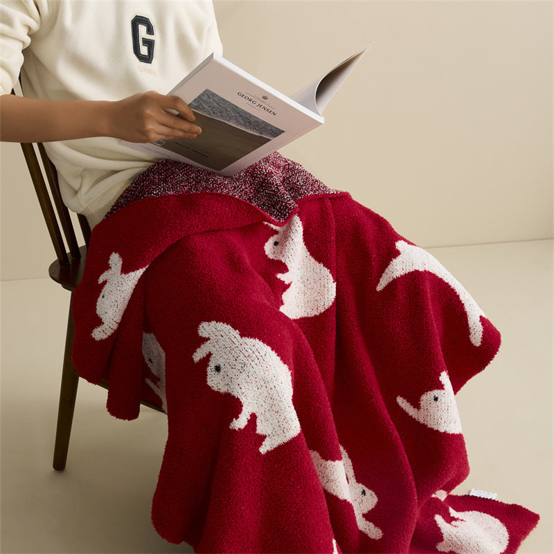 New Year Rabbit Sofa Blanket Scarf Cozy Throw