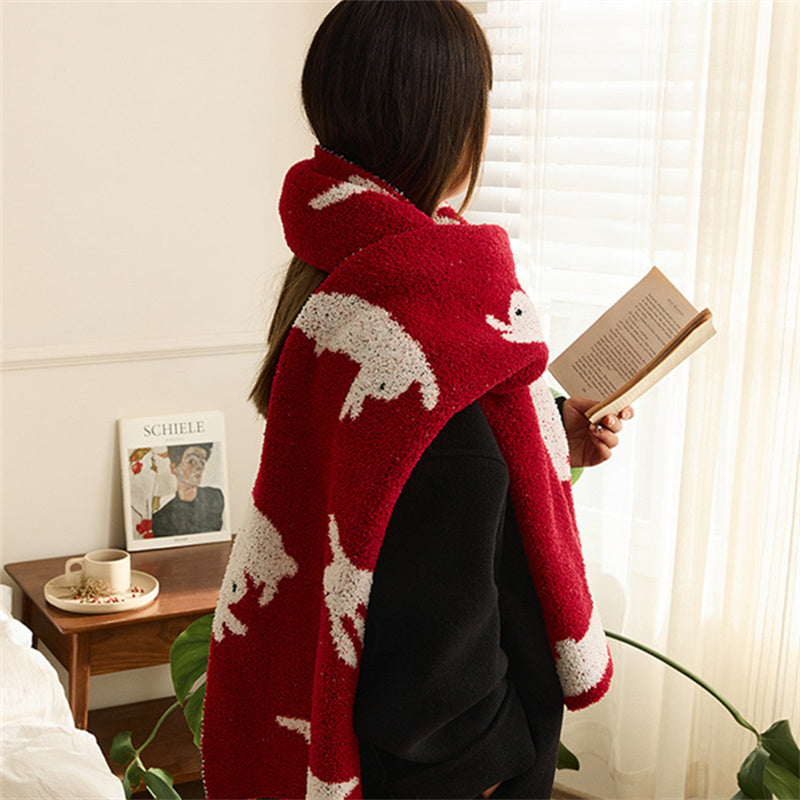 New Year Rabbit Sofa Blanket Scarf Cozy Throw