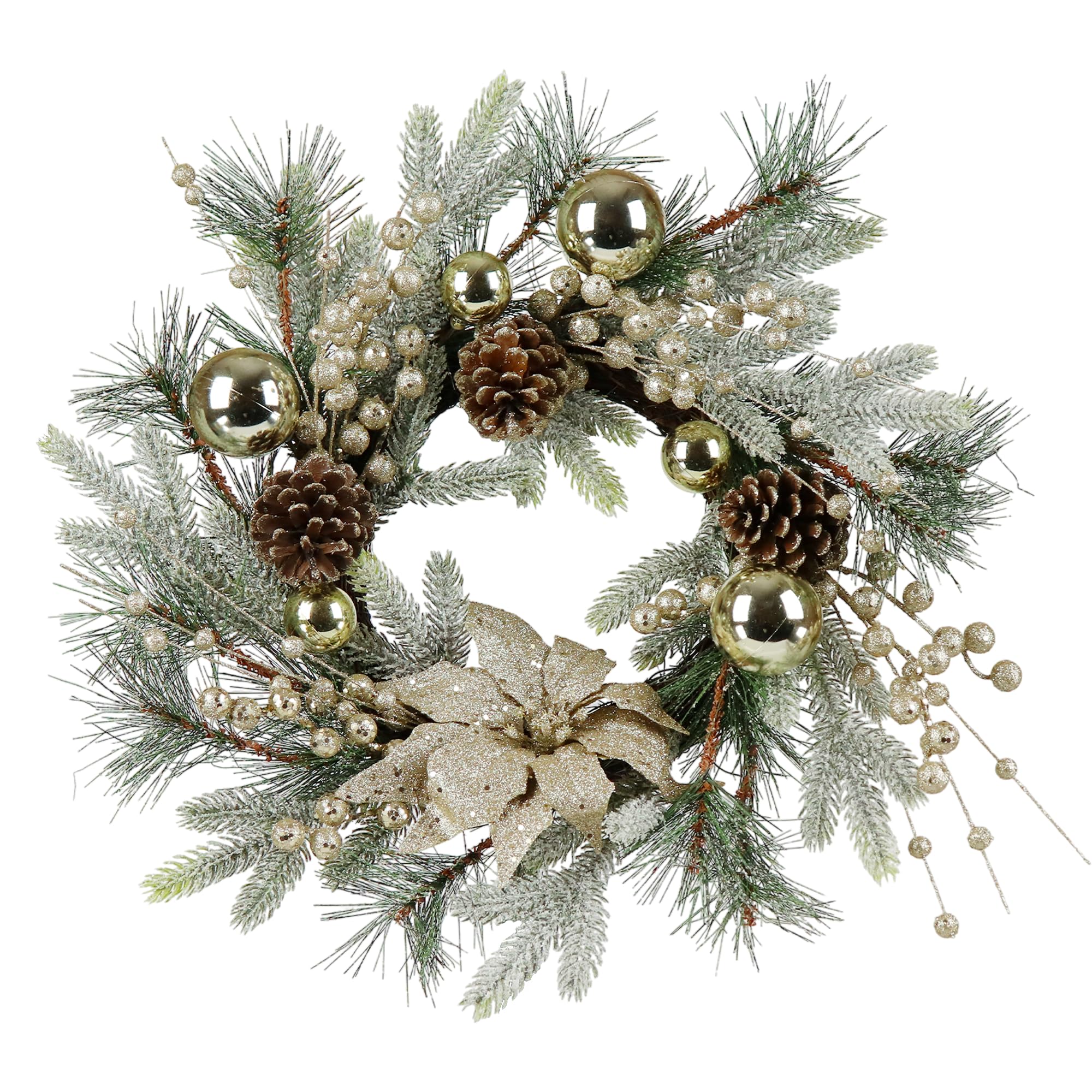 20-Inch Christmas Wreath Door Decoration With Warm Lights