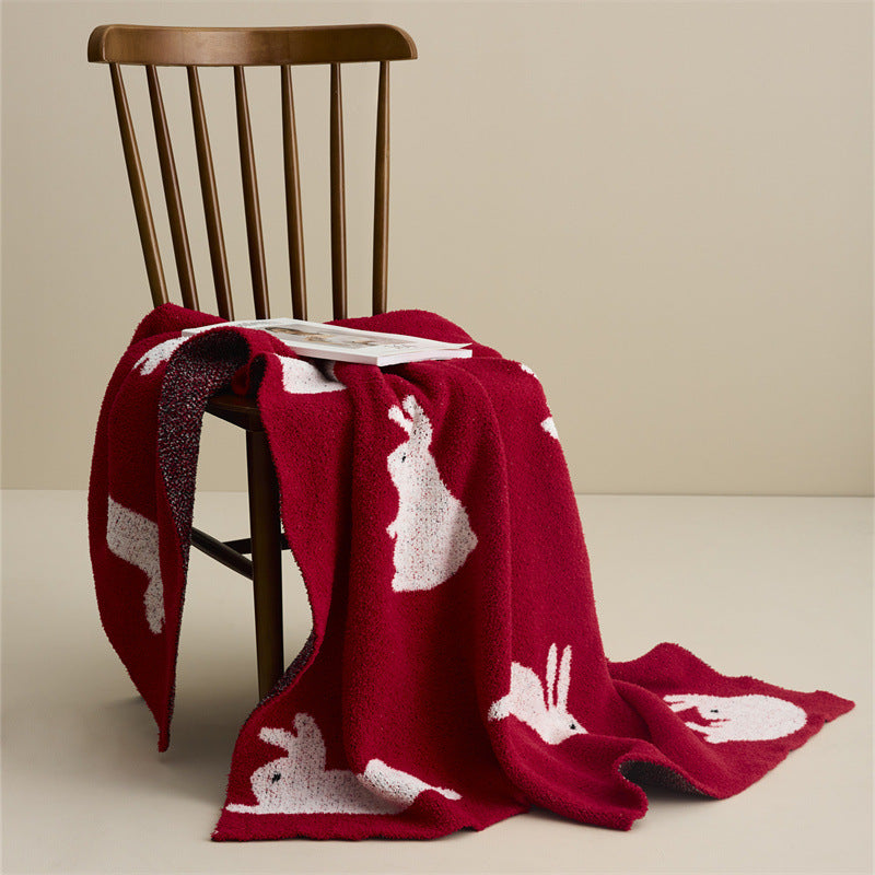 New Year Rabbit Sofa Blanket Scarf Cozy Throw