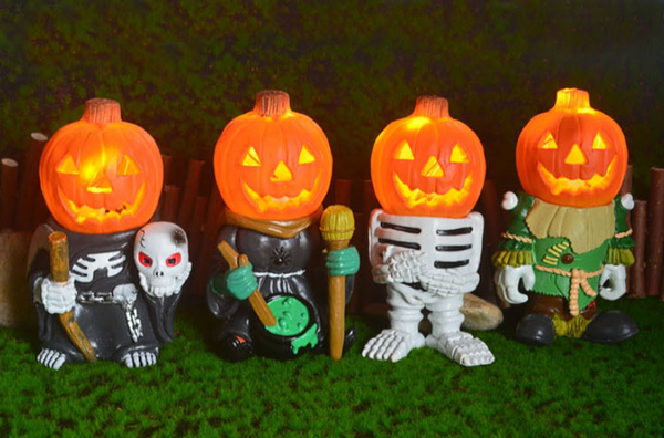 Halloween Pumpkin Knight Luminous Resin Garden Ornament Decoration