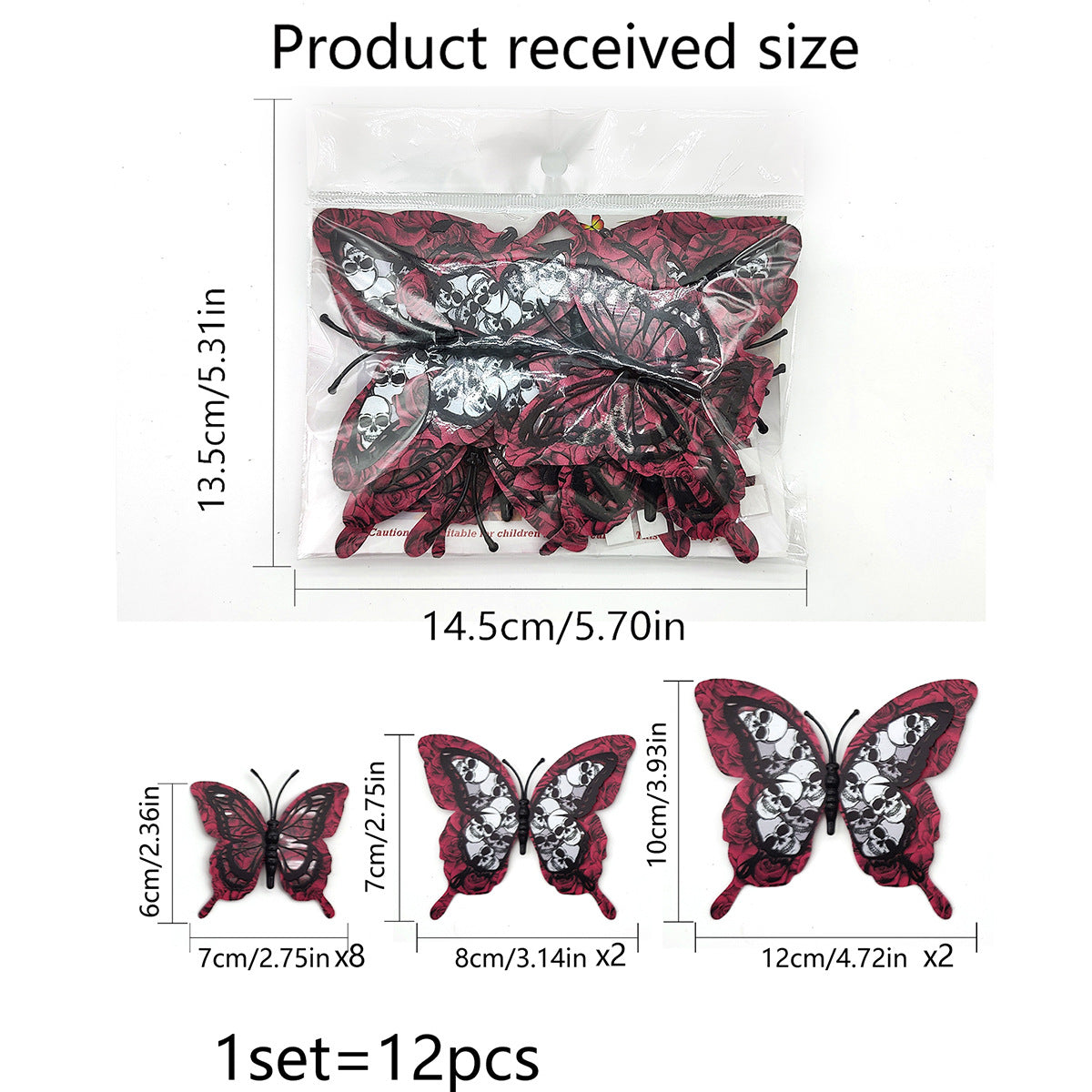 12-Pack Halloween 3D Butterfly Bat Wall Sticker Decorations