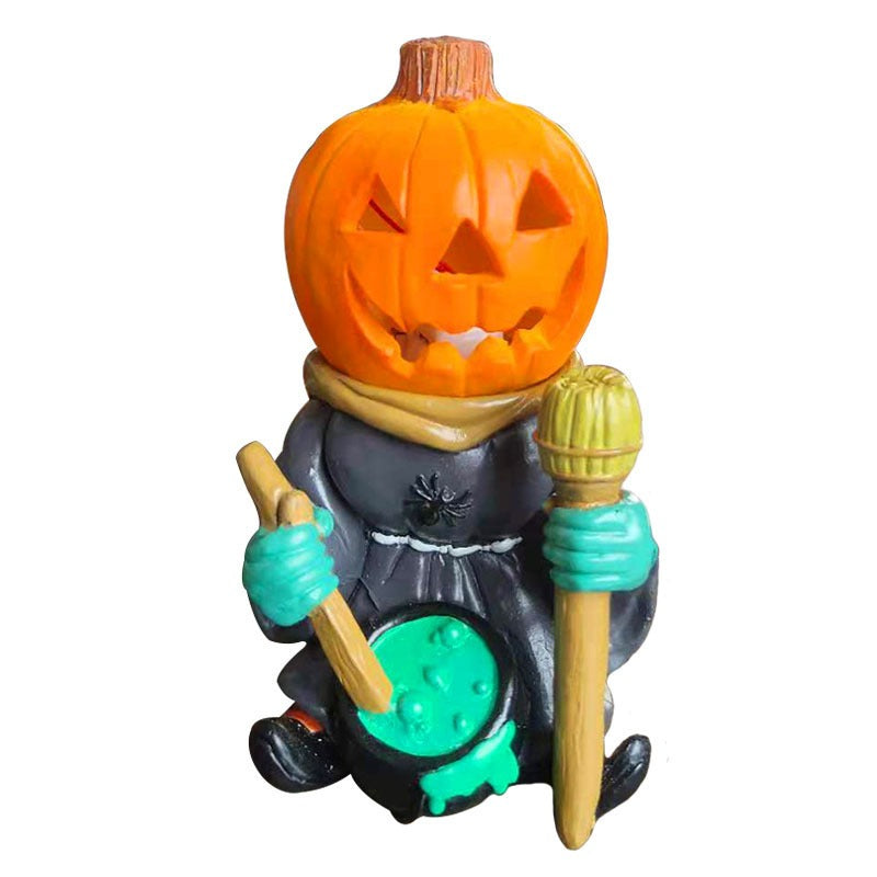 Halloween Pumpkin Knight Luminous Resin Garden Ornament Decoration