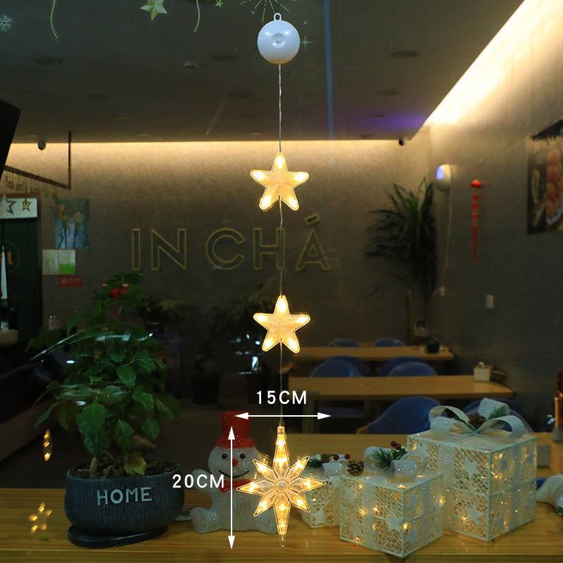 3-Piece LED Christmas Star Window Hanging Light Ornaments