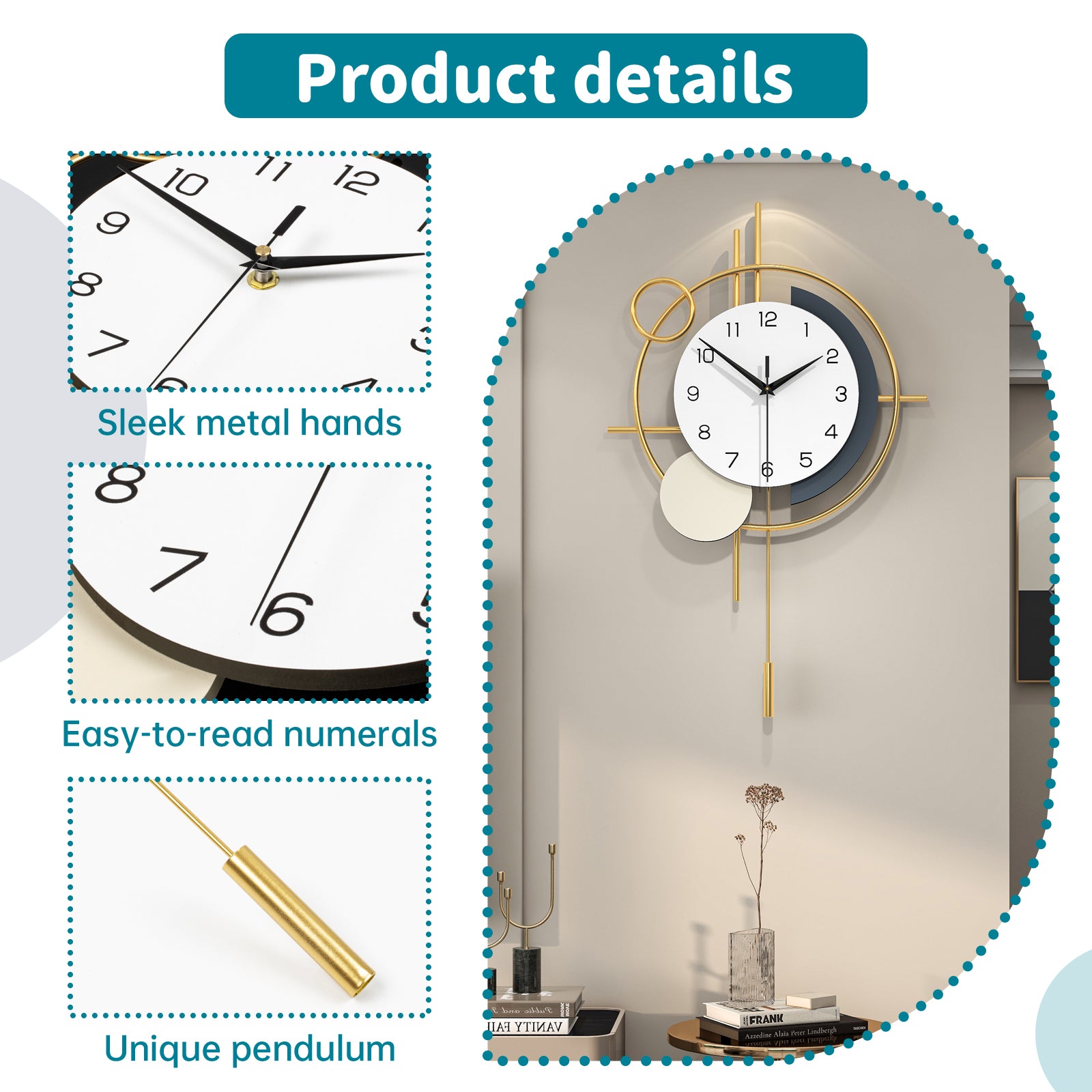 Modern Abstract Minimalist Metal Decorative Wall Clock