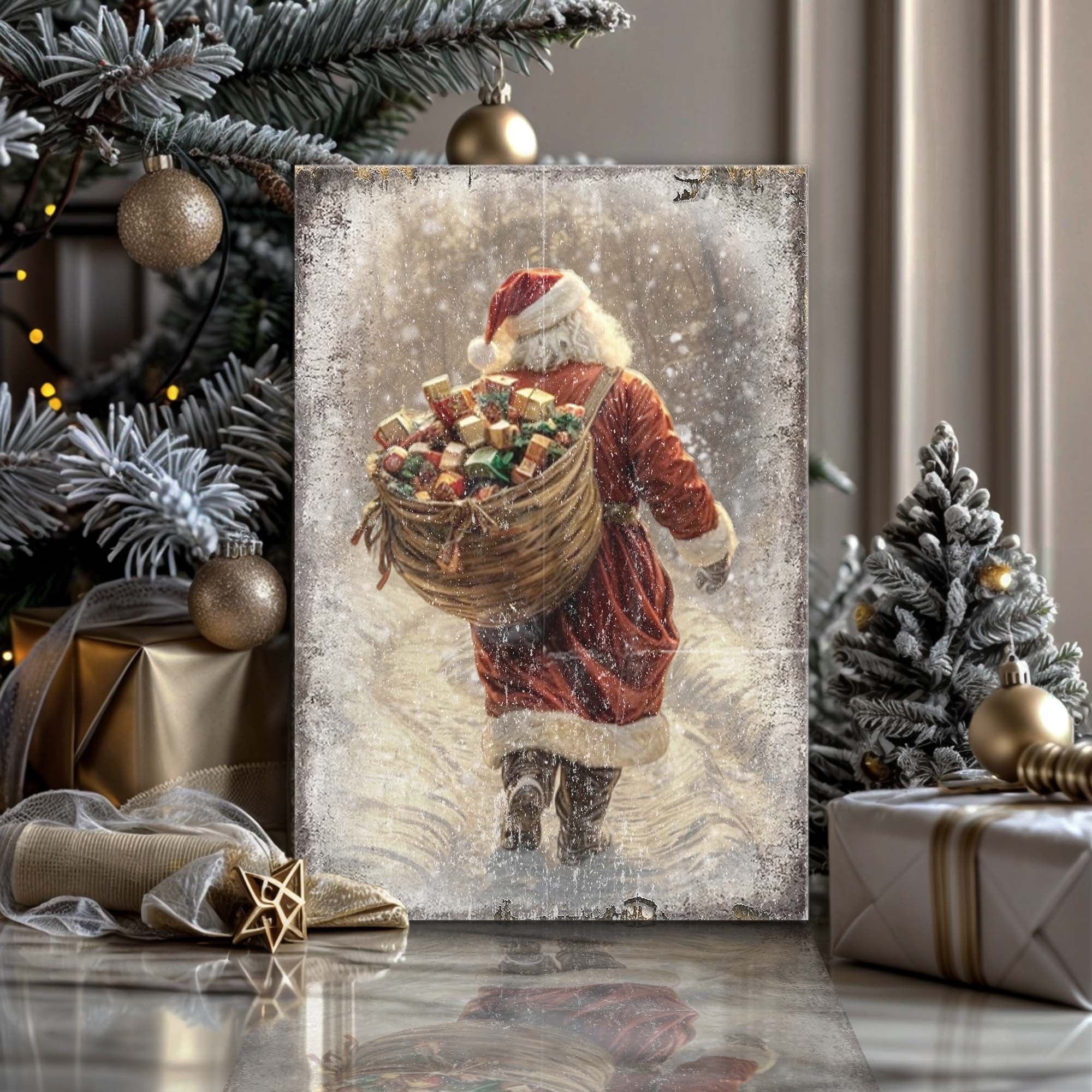 Vintage Christmas Santa Claus Wall Art Holiday Decor