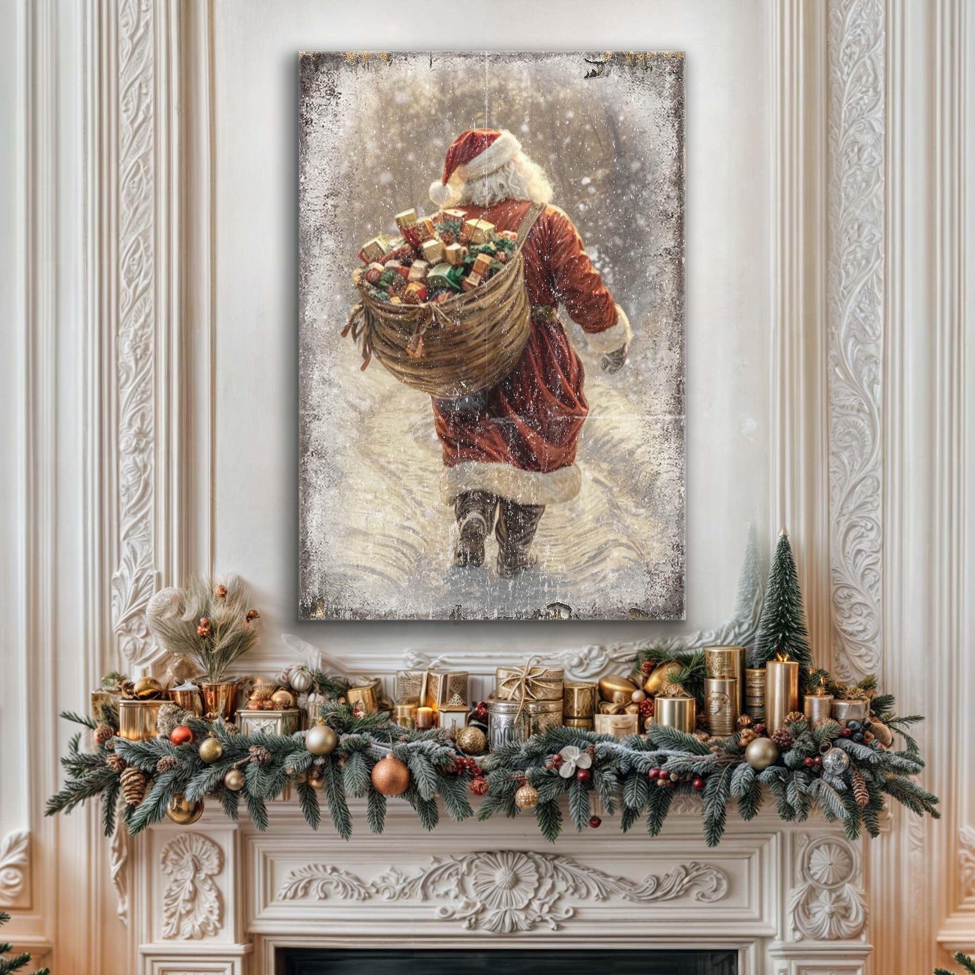 Vintage Christmas Santa Claus Wall Art Holiday Decor