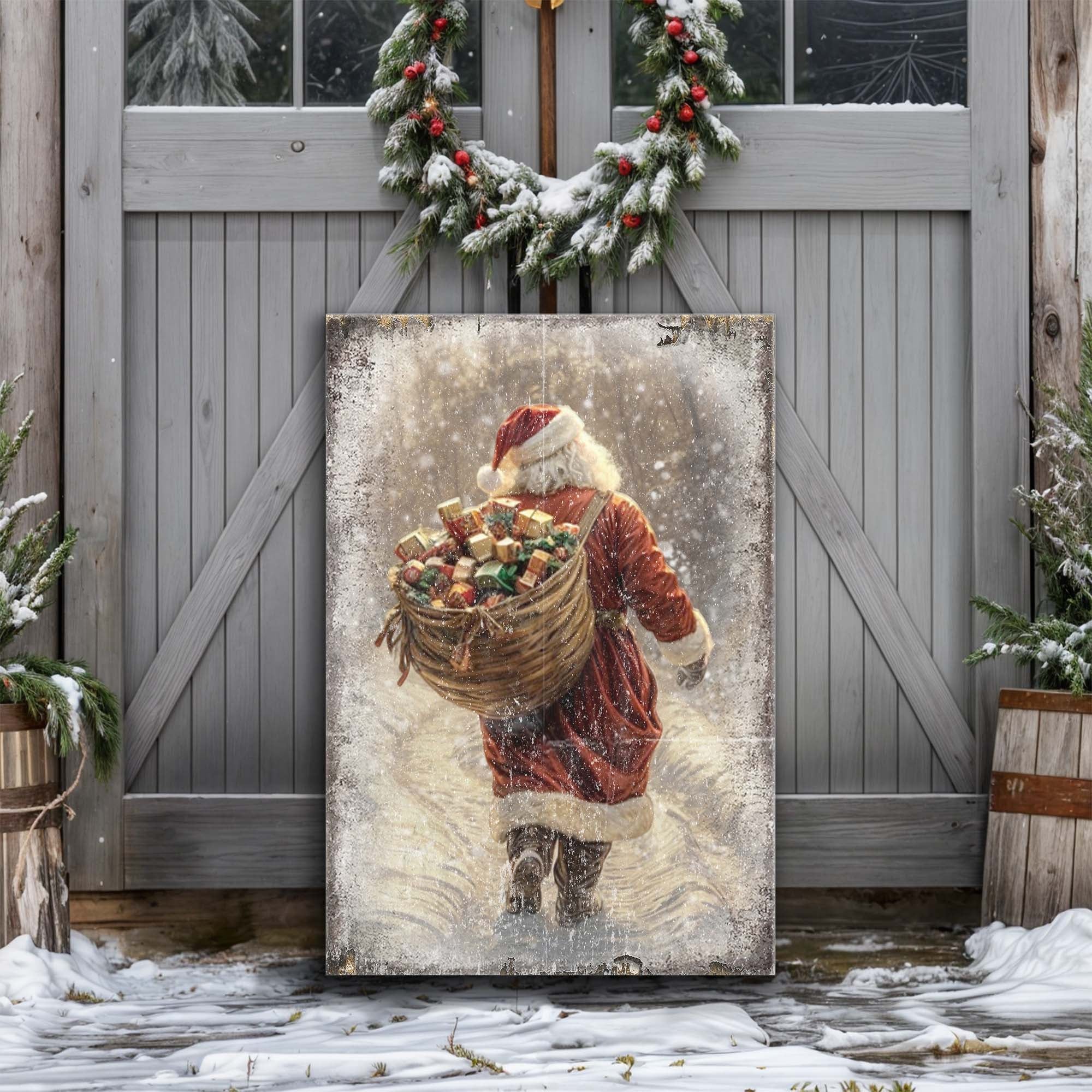 Vintage Christmas Santa Claus Wall Art Holiday Decor