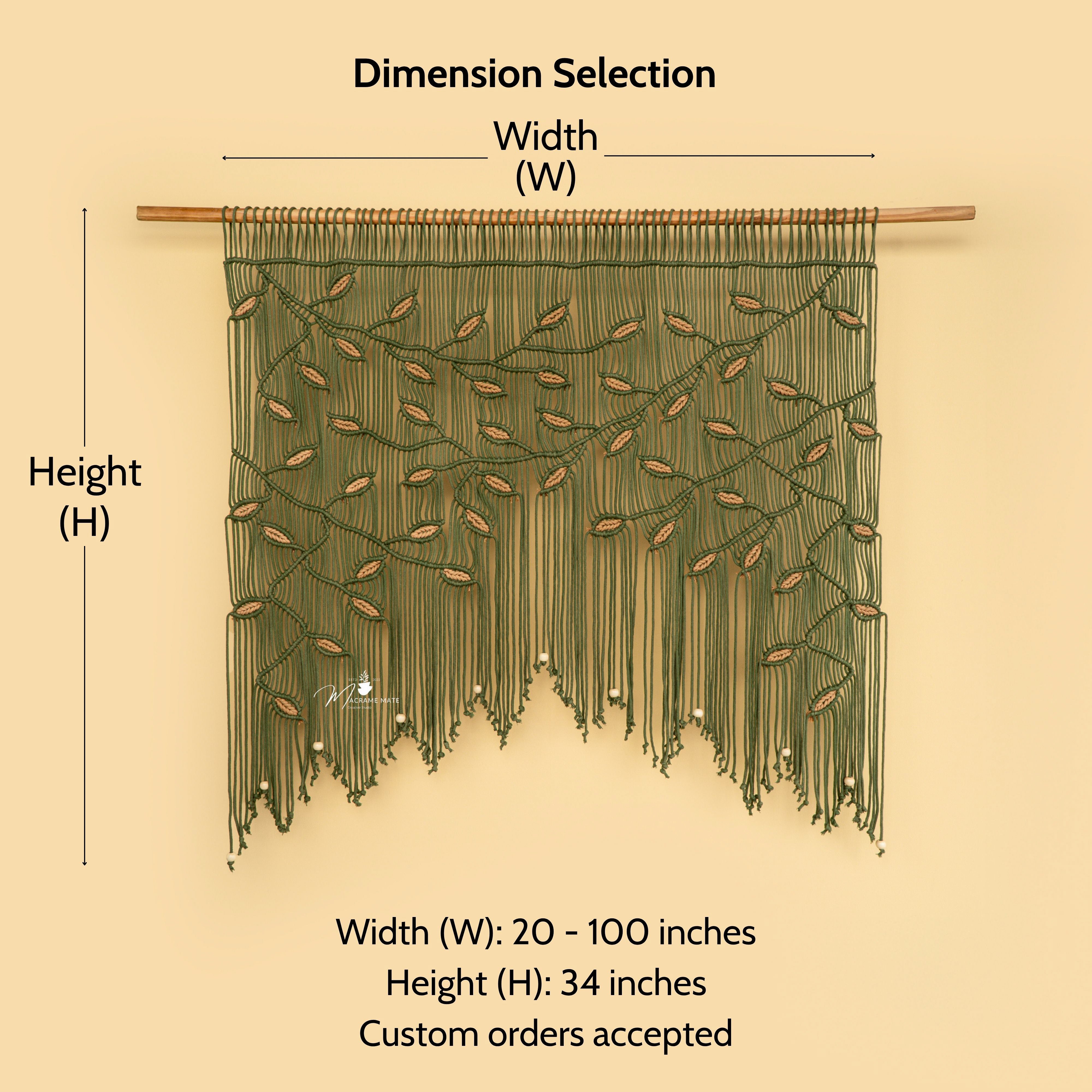 Aura Olive Latte Macrame Window Curtain Decorative Panel