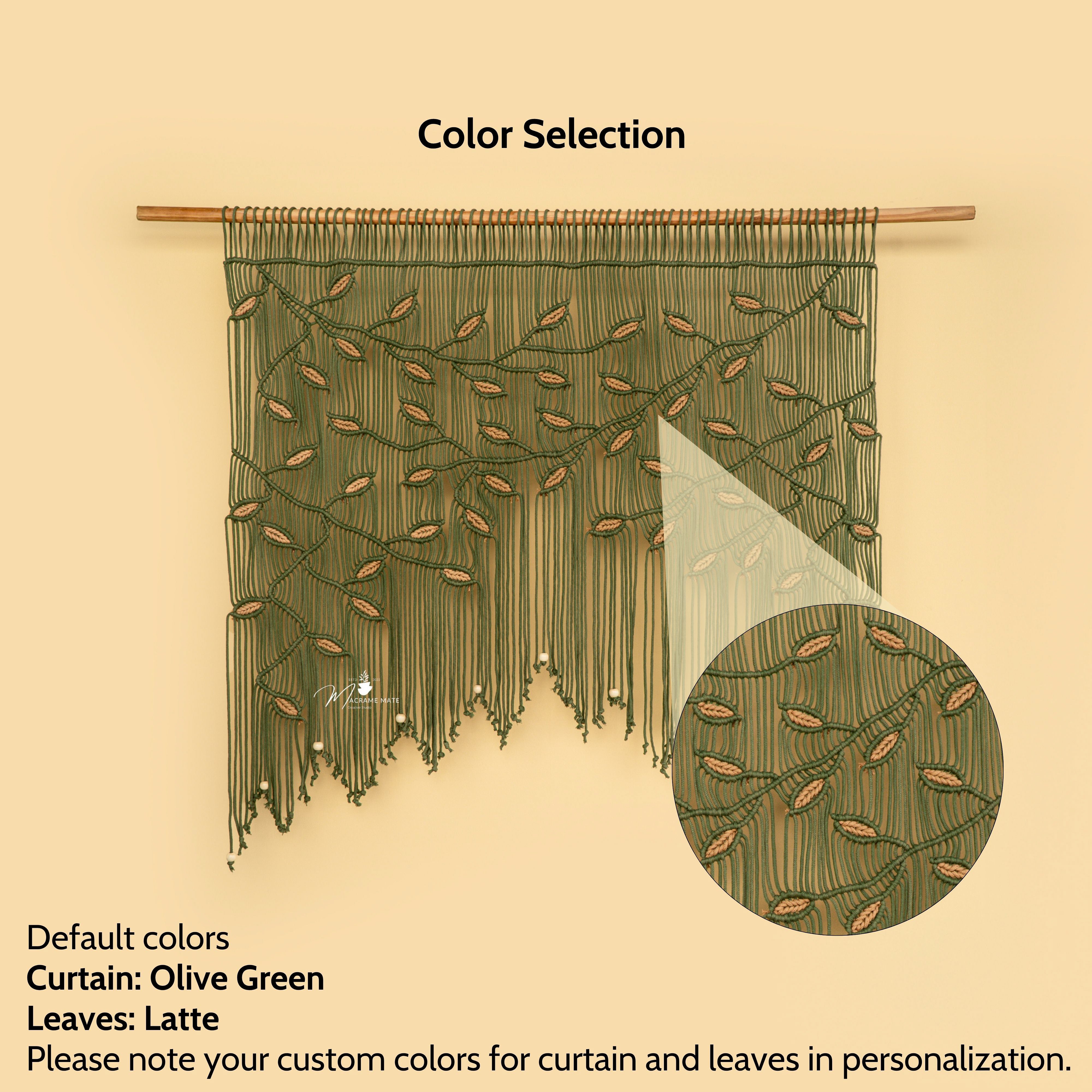 Aura Olive Latte Macrame Window Curtain Decorative Panel