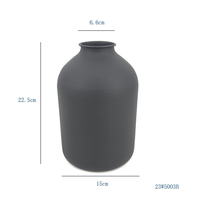 Matte Black Metal Vase Dried Flowers Home Wedding Decor