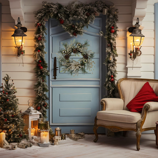 20-Inch Christmas Wreath Door Decoration With Warm Lights