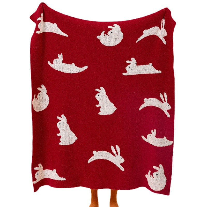 New Year Rabbit Sofa Blanket Scarf Cozy Throw