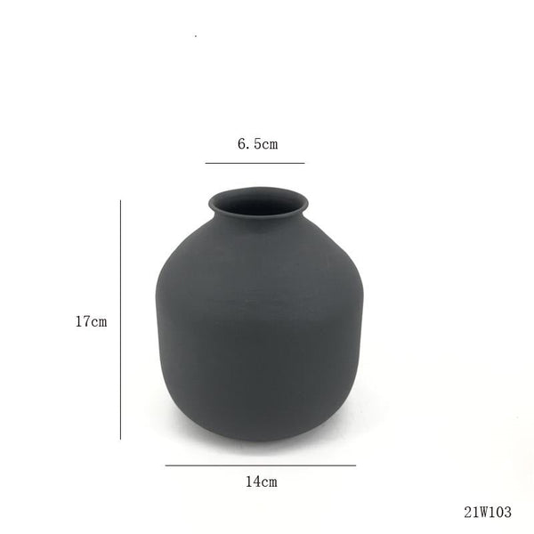 Matte Black Metal Vase Dried Flowers Home Wedding Decor