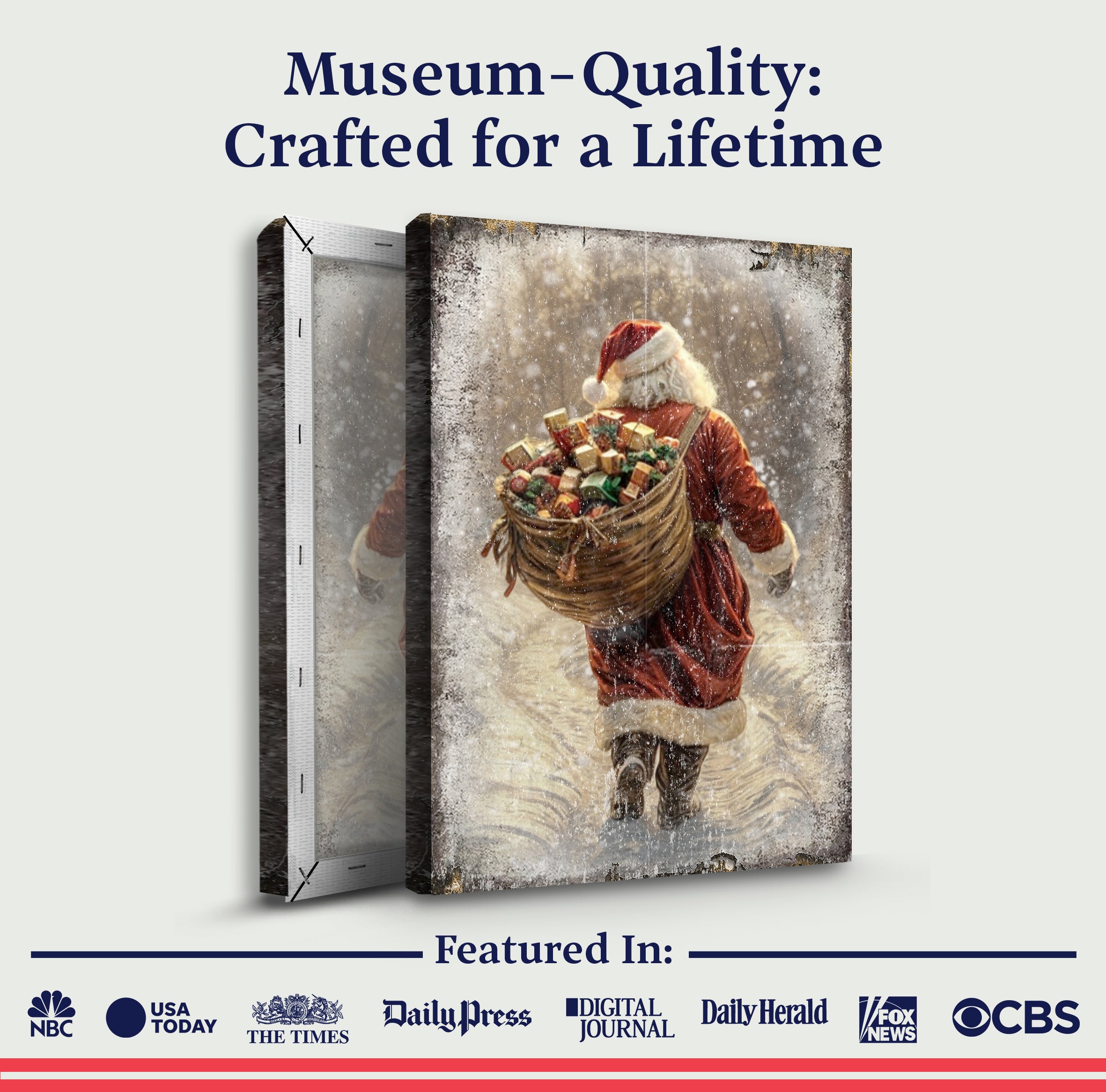 Vintage Christmas Santa Claus Wall Art Holiday Decor