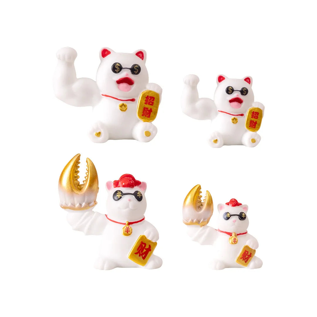 Cartoon Lucky Cat Miniature Figurines Home Desktop Decorations