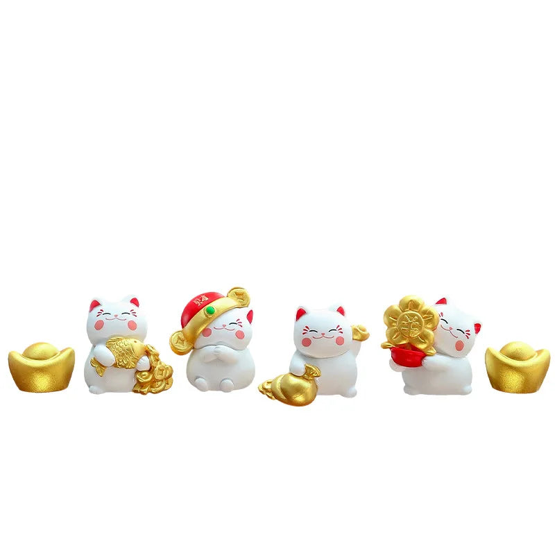 Cartoon Lucky Cat Miniature Figurines Home Desktop Decorations