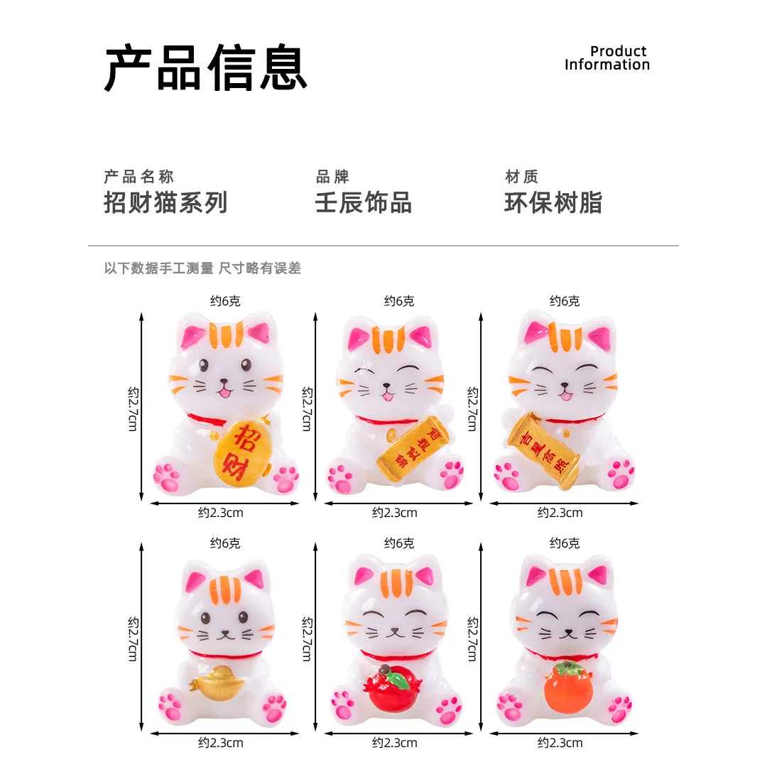 Cartoon Lucky Cat Miniature Figurines Home Desktop Decorations