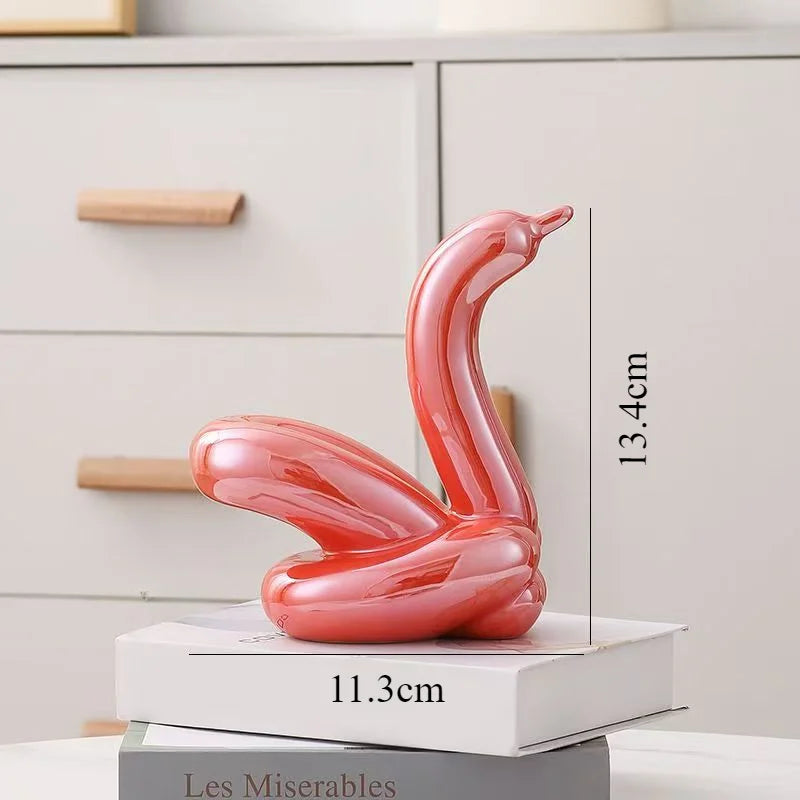 Mini Balloon Swan Ceramic Sculpture Home Office Decoration