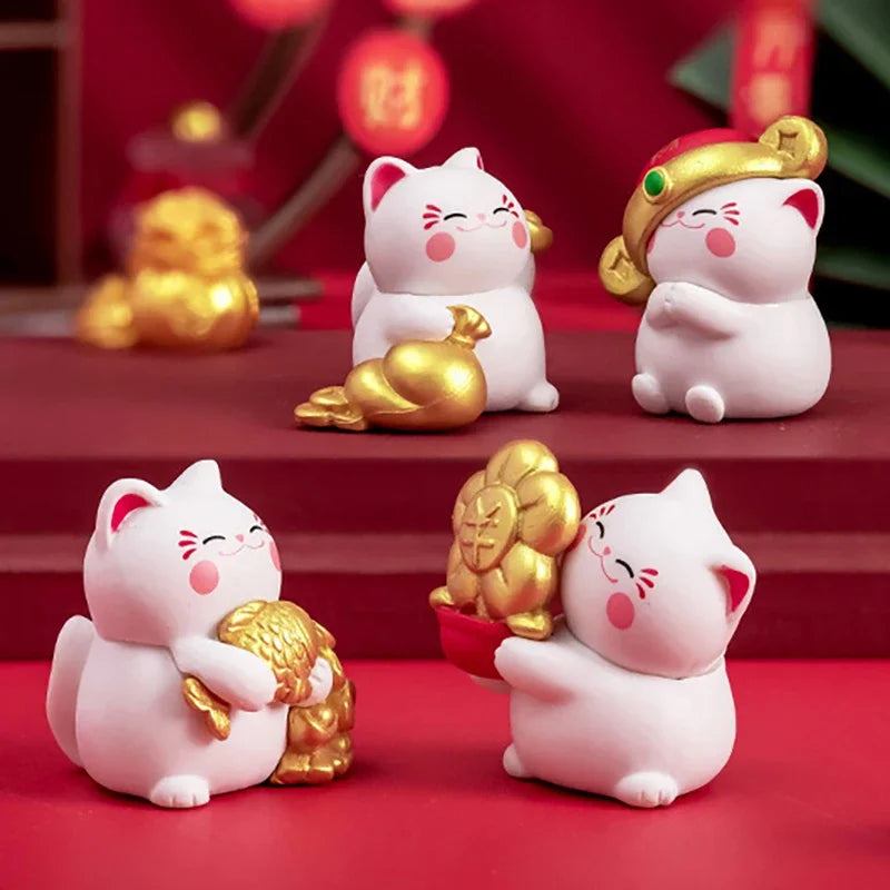 Cartoon Lucky Cat Miniature Figurines Home Desktop Decorations
