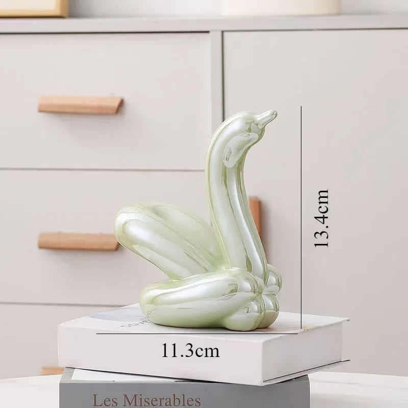 Mini Balloon Swan Ceramic Sculpture Home Office Decoration