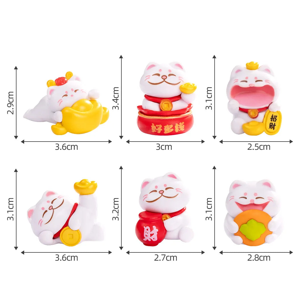 Cartoon Lucky Cat Miniature Figurines Home Desktop Decorations