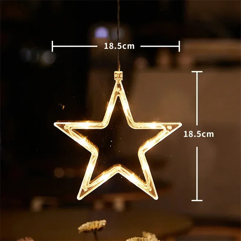 Christmas LED Snowflake Santa Window Hanging String Lights