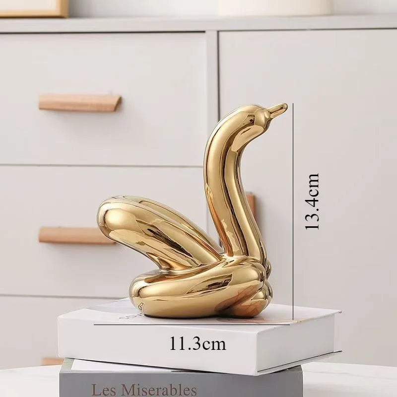Mini Balloon Swan Ceramic Sculpture Home Office Decoration