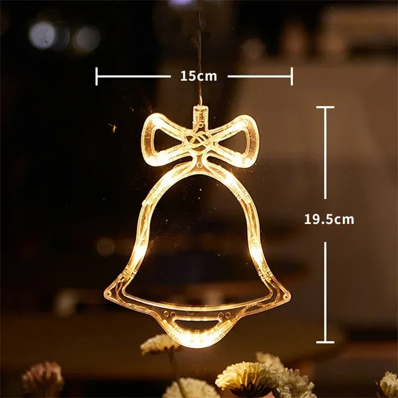 Christmas LED Snowflake Santa Window Hanging String Lights