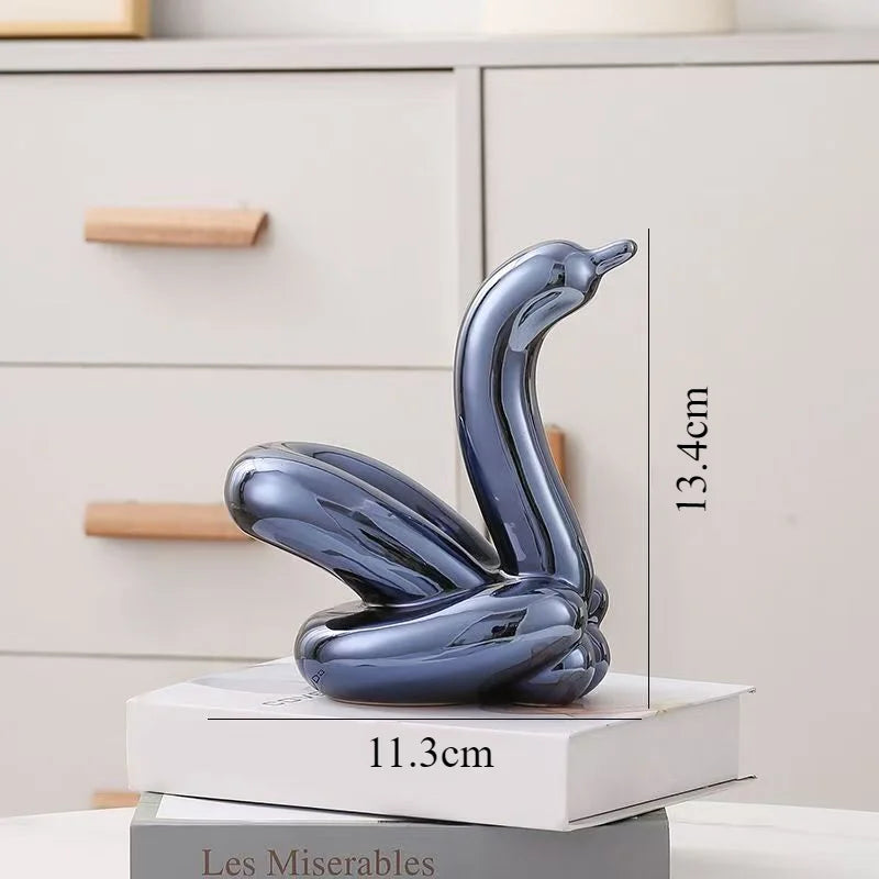 Mini Balloon Swan Ceramic Sculpture Home Office Decoration