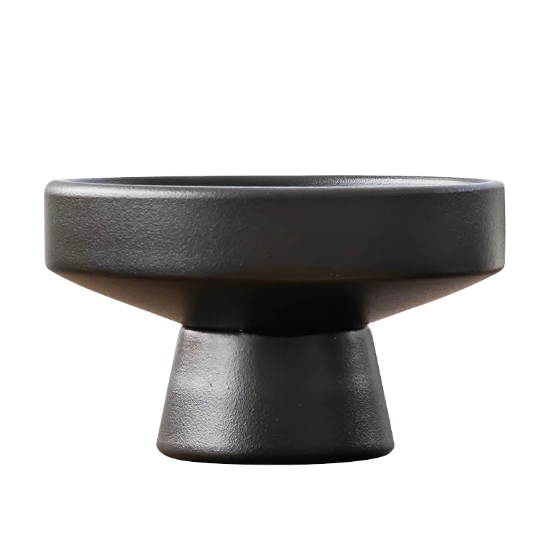 Retro Black Ceramic Vase Plant Flower Pot Tabletop Decor