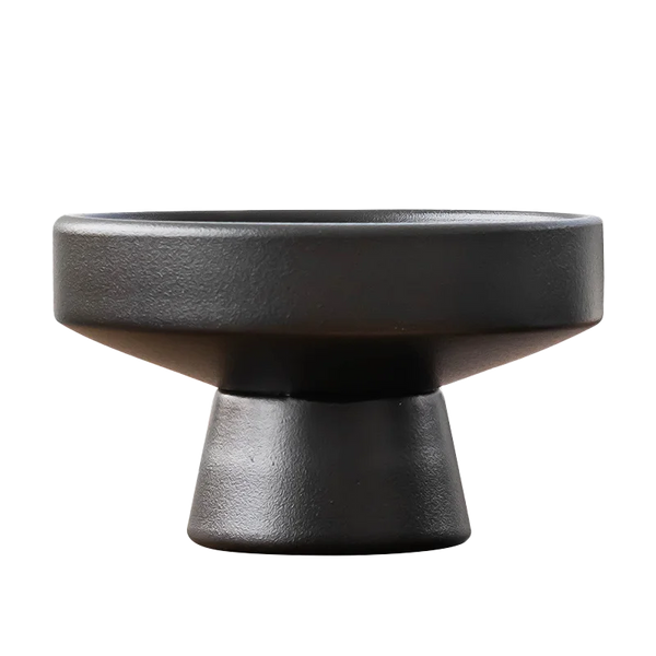 Retro Black Ceramic Vase Plant Flower Pot Tabletop Decor