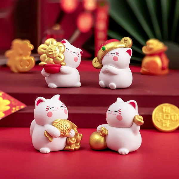 Cartoon Lucky Cat Miniature Figurines Home Desktop Decorations